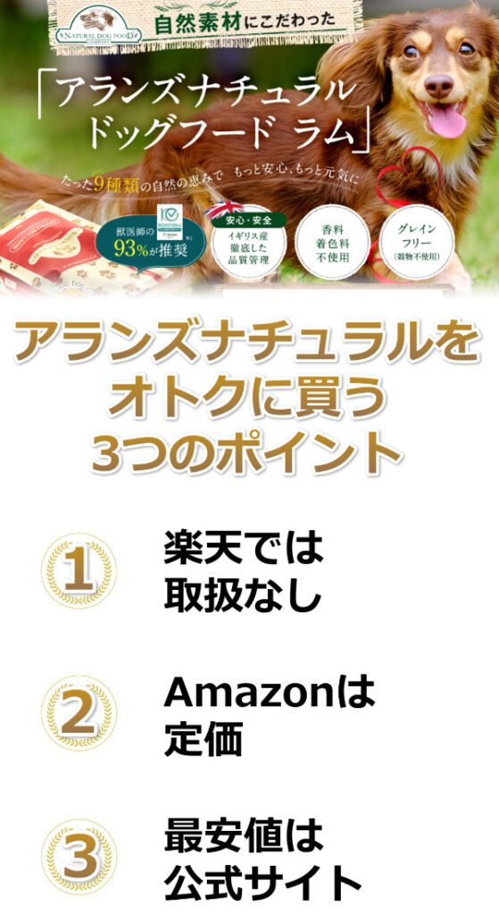 アランズナチュラルドッグフード楽天